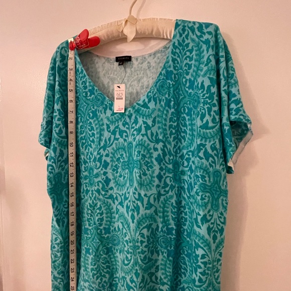 NEW! Talbots Teal Patterned Women's Large Top - Picture 3 of 5